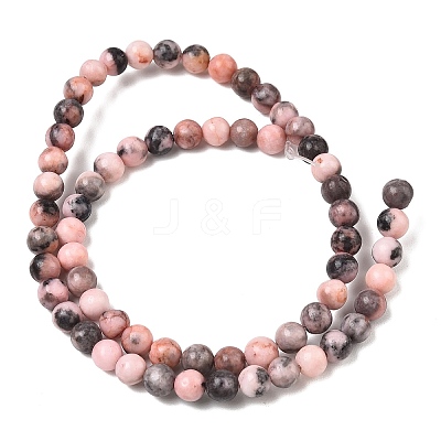 Natural Pink Zebra Jasper Round Beads Strands G-E334-6mm-11-1