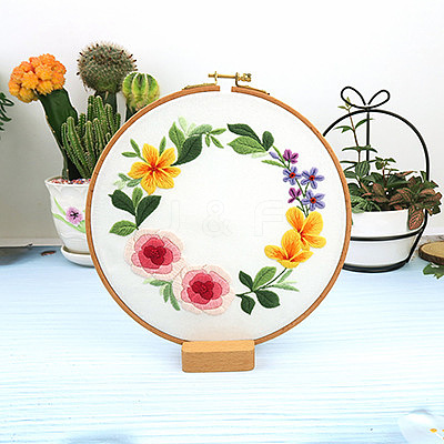 Flower Pattern DIY Embroidery Kit DIY-P077-115-1