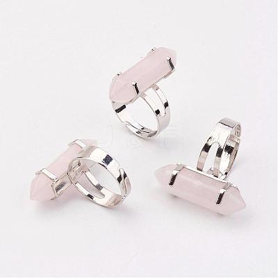 Natural Rose Quartz Finger Rings RJEW-P120-D06-1