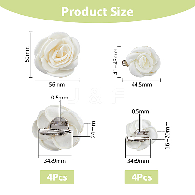 8Pcs 2 Style Camellia Shaped Polyester Alligator Hair Clips PHAR-FH0001-03-1