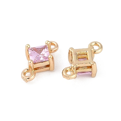 Brass Pave Glass Rhombus Links Connector Charms X1-GLAA-Q088-001A-1
