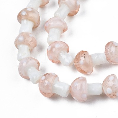 Mushroom Handmade Lampwork Beads Strands X-LAMP-R116-28-1
