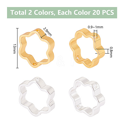 40Pcs 2 Colors Rack Plating Brass Bead Frames KK-PH0006-31-1