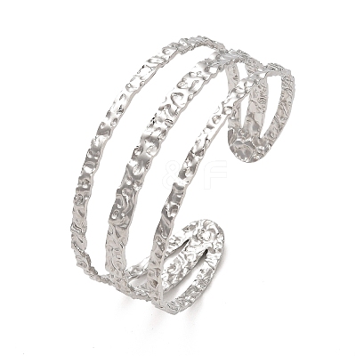 Non-Tarnish 304 Stainless Steel Triple Lines Cuff Bangles BJEW-G694-09P-1