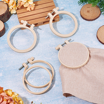 Plastic Imitation Bamboo Cross Stitch Embroidery Hoops TOOL-TADJ0001-03A-1