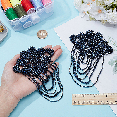 2Pcs Flower Glass Bead Tassel Sew on Ornament Accessories PATC-NB0001-39-1