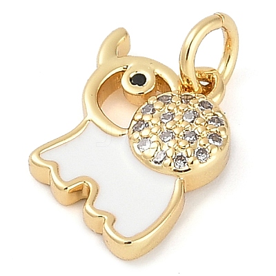 Elephant Rack Plating Brass Micro Pave Cubic Zirconia Charms KK-P287-03G-1