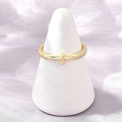 Brass Micro Pave Cubic Zirconia Cuff Open Rings CU-Z002-02G-1