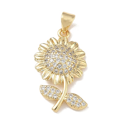 Brass Micro Pave Clear Cubic Zirconia Pendants X-KK-A303-07A-G-1