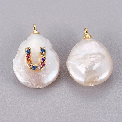Natural Cultured Freshwater Pearl Pendants PEAR-F008-32G-U-1
