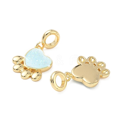 Brass Enamel Paw Print European Dangle Charms KK-L256-08G-1