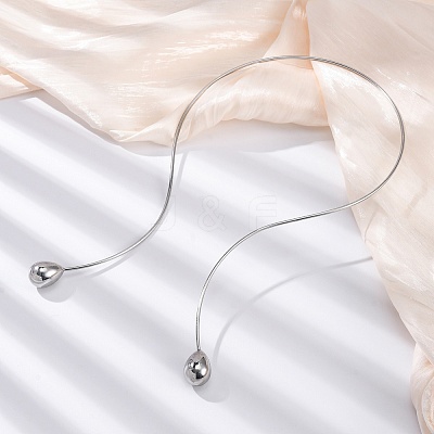 304 Stainless Steel Open Teardrop Choker Necklaces for Women NJEW-C068-01P-1