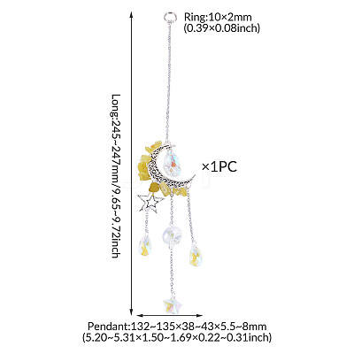 Moon & Star Alloy Hanging Ornaments HJEW-TADJ0022-1