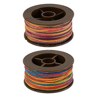 2 Rolls 2 Colors Segment Dyed Round Polyester Twisted Cords OCOR-TA0003-59E-1