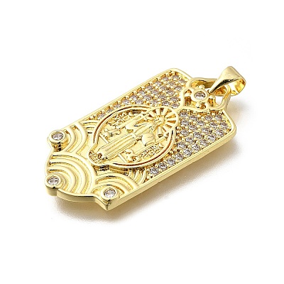 Brass Micro Pave Cubic Zirconia Pendants KK-Q066-17B-G-1