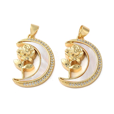 Brass Micro Pave Cubic Zirconia Pendants KK-U070-03A-G-1