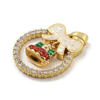 Christmas Brass Micro Pave Cubic Zirconia Pendants KK-H468-01C-01G-1