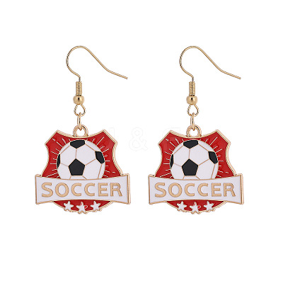 Alloy Enamel Soccer Dangle Earrings for Women WG9D33E-01-1