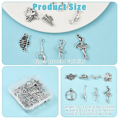 40Pcs 8 Styles Tibetan Style Alloy Pendants FIND-YW0006-87AS-1