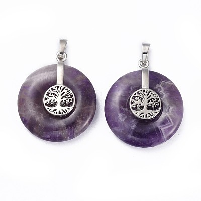 Natural Amethyst Pendants G-F640-E06-1