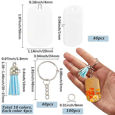 DIY Blank Double-sided Heat Transfer Aluminium Pendant Keychain Making Kits DIY-SP0005-26F-1