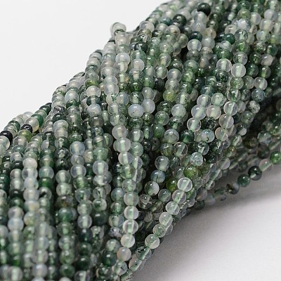 Natural Moss Agate Beads Strands X-G-N0184-07-2mm-1