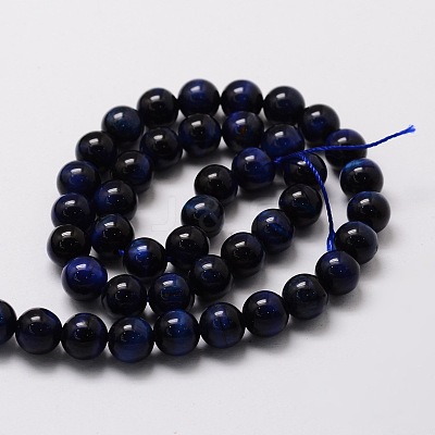 Natural Tiger Eye(Dyed & Heated) Round Beads Strands G-E329-6mm-40B-1