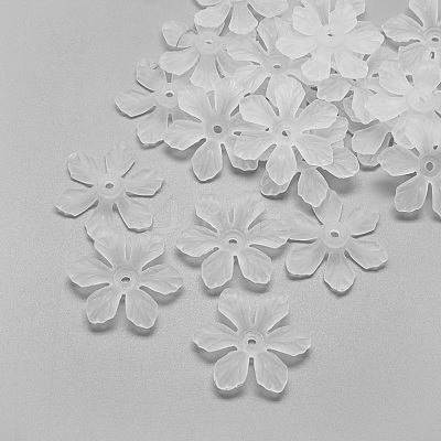 6-Petal Transparent Acrylic Bead Caps FACR-S020-SB518-1