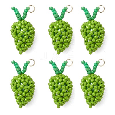 Glass Seed Beaded Mango Pendants PALLOY-MZ00893-03-1