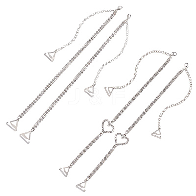 2 Sets 2 Style Brass Rhinestone Non-slip Bra Straps AJEW-NB0003-13-1