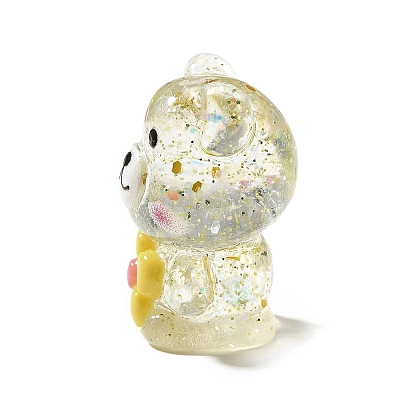 Transparent Resin Little Bear Ornament RESI-S015-01G-1