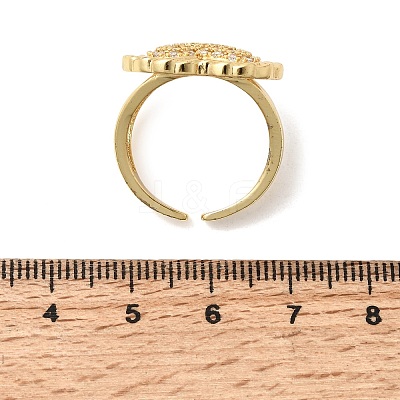 Brass Micro Pave Cubic Zirconia Cuff Open Rings for Women RJEW-F216-01A-G-1