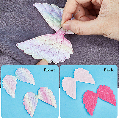 40Pcs 4 Colors Angel Wing Shape Sew on Patches Applique FIND-GF0005-44-1