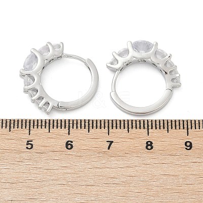 Brass Clear Cubic Zirconia Hoop Earrings EJEW-Q016-14P-1