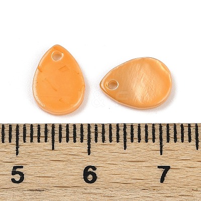 Spray Painted Natural Freshwater Shell Teardrop Charms SHEL-K006-47D-1