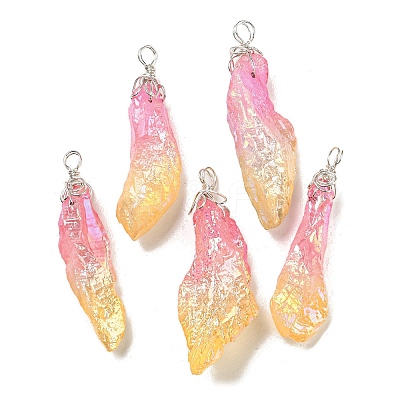 Electroplated Raw Rough Natural Quartz Crystal Big Pendants G-A229-02P-04-1