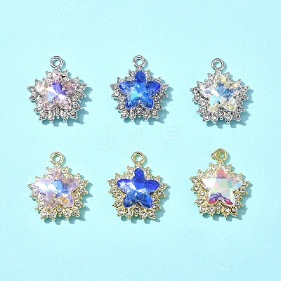 6Pcs 6 Colors Rack Plating Alloy with Rhinestone Pendants FIND-FS0002-54-1