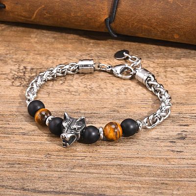 Tiger Eye Beaded Bracelets PW-WG63DC0-01-1