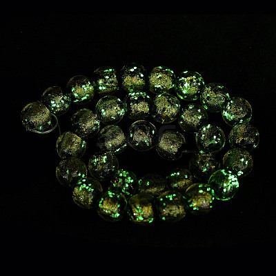 Handmade Luminous Foil Glass Beads LAMP-K039-42-1