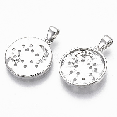 Brass Micro Pave Cubic Zirconia Pendants KK-R130-022P-NF-1