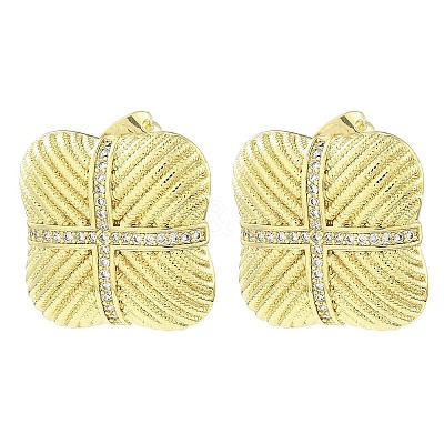 Rack Plating Brass Micro Pave Cubic Zirconia Square Stud Earrings EJEW-H117-05G-1