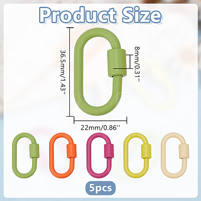 6Pcs 6 Styles Baking Paint Alloy Screw Locking Carabiners FIND-DR0002-08A-1
