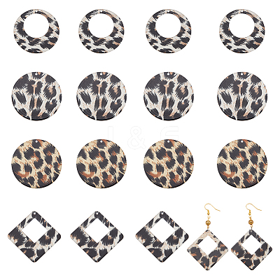 24Pcs 4 Style Transparent Acrylic Pendants TACR-AR0001-13-1