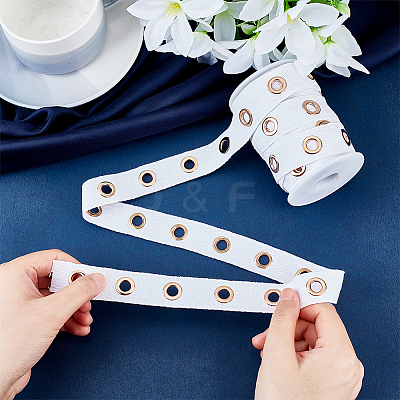 10 Yards Cotton Ribbons with Brass Eyelet Rings OCOR-PH0002-18B-1