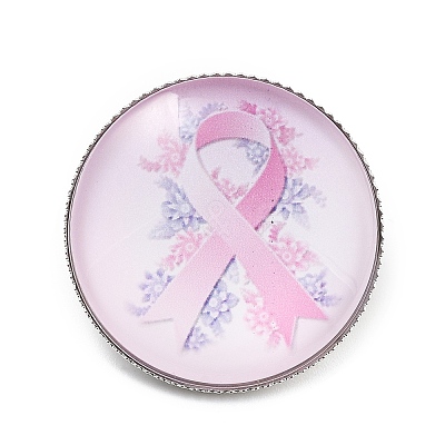 Breast Cancer Awareness Ribbon Glass Brooches LS-JEWB-L019-01A-1