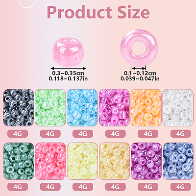 48G 12 Colors Transparent Colours Glass Seed Beads SEED-YW0002-72-1