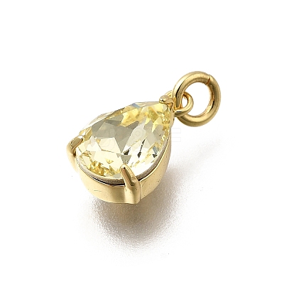 Teardrop Brass with Glass Charms KK-G525-09G-1