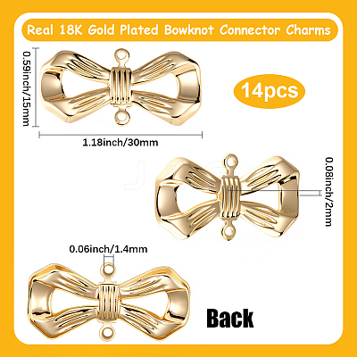 14Pcs Brass Bowknot Connector Charms KK-BBC0021-74-1