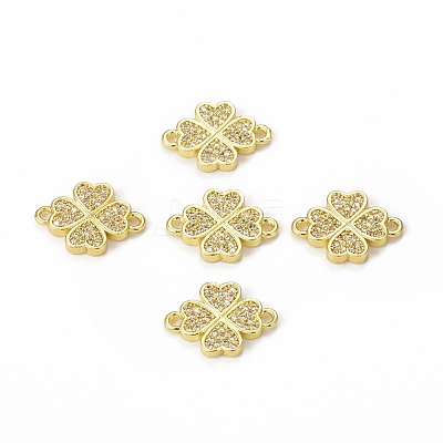 Brass Micro Pave Clear Cubic Zirconia Connector Charms KK-E068-VB338-1