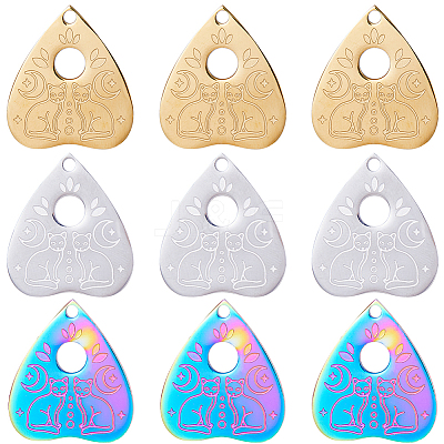 12Pcs 3 Colors 304 Stainless Steel Pendants STAS-SC0005-45-1